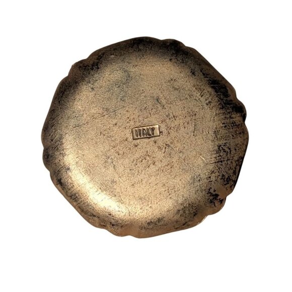 Italian Florentine Blue Gold Resin Coasters Trinket Dishes Set Of 4 4-Inch Round - Picture 3 of 16